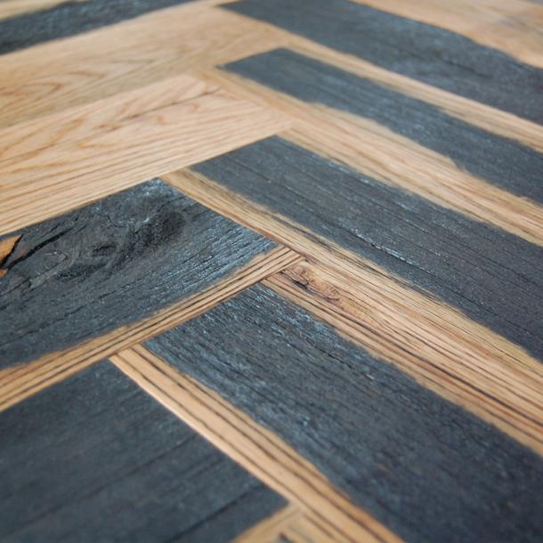 Pioneer Millworks Reclaimed Wood Flooring, Paneling, and Siding Black and Tan Oak—50/50