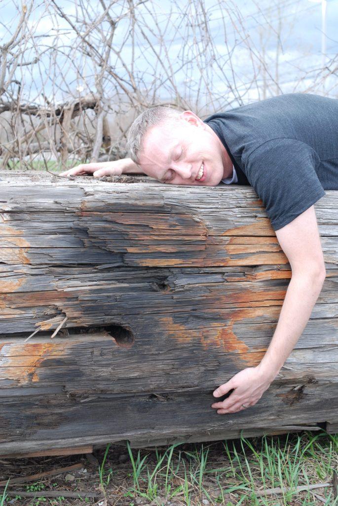 Jered expressing his love for the old canal timbers.