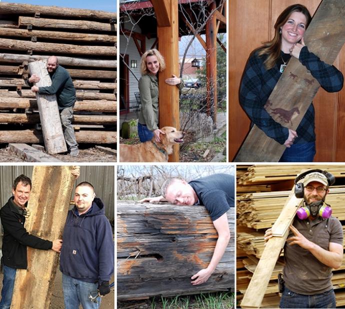 Pioneer Millworks’ staff members show their love for FSC Certified Recycled wood. While it’s Earth Day today, we do this everyday because we believe in what we do.
