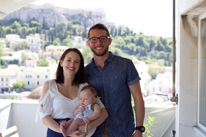 Jason, Brianna, and Leo in Greece.