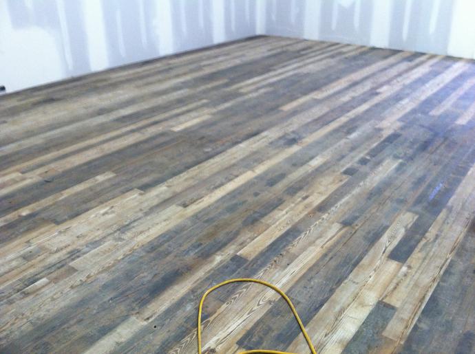 The floor after an intimate brushing and sanding