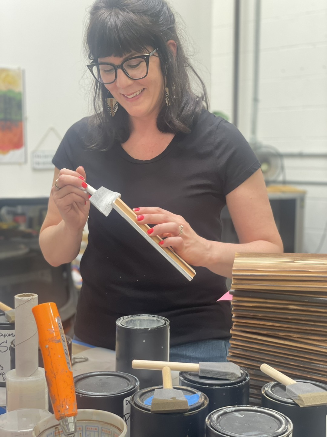 Meagan Samuels, Pioneer Millworks Color Development Specialist, uses many pigments to create Pioneer Millworks line of Exterior wood product finish colors.