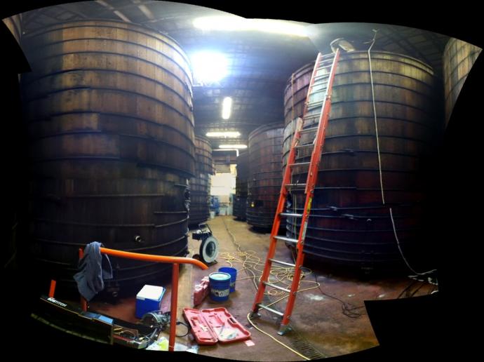The 17 foot high wine barrels provide some of our favorite board stock, complete with deep patina and character and even the faint aroma of the wine they used to house.