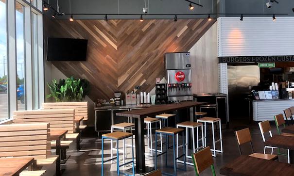 Shake Shack in Florida features Modern Farmhouse Clean Walnut and Clean Ash.