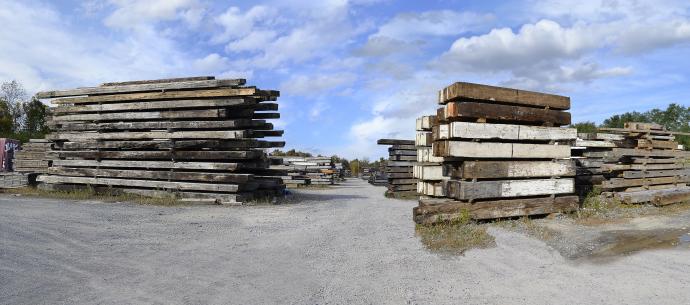 Pioneer Millworks East Coast reclaimed lumber yard.
