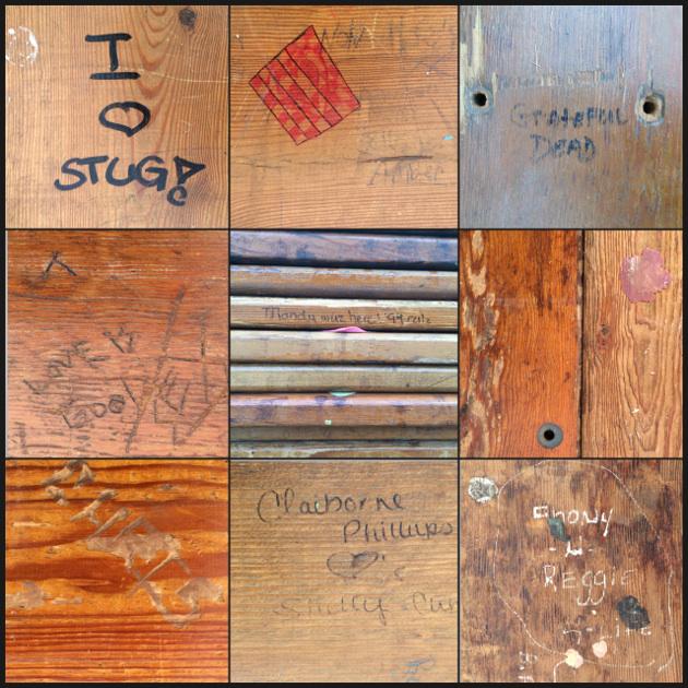Some of the gum and graffiti we found on our collection of boards.