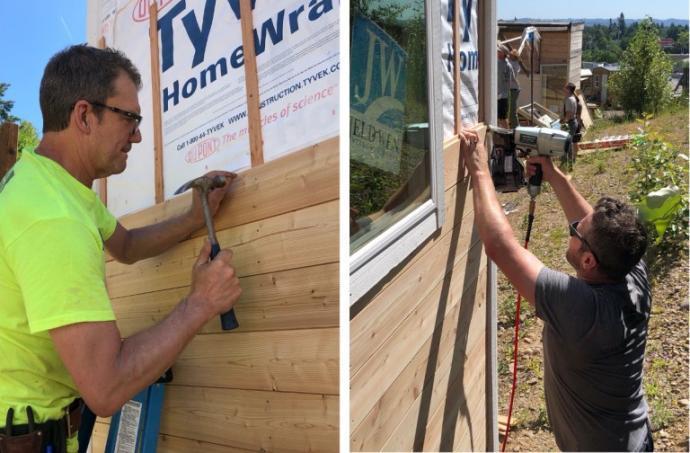 Installing wood siding: Sawdust is the only biproduct of cutting wood.