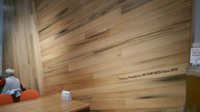 Center Cut Vat Stock adorns the walls and tabletops at Next Level Burger in Portland.