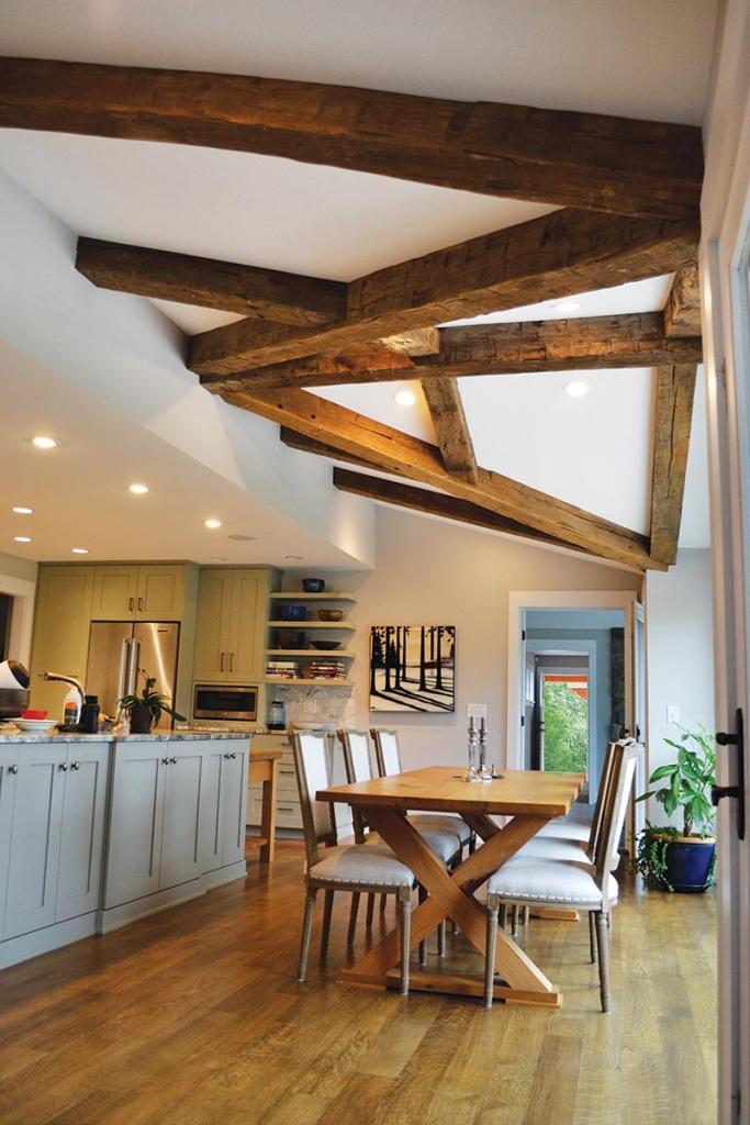 Hand-hewn timbers salvaged from a barn in Ohio found new life in an upstate NY home.
