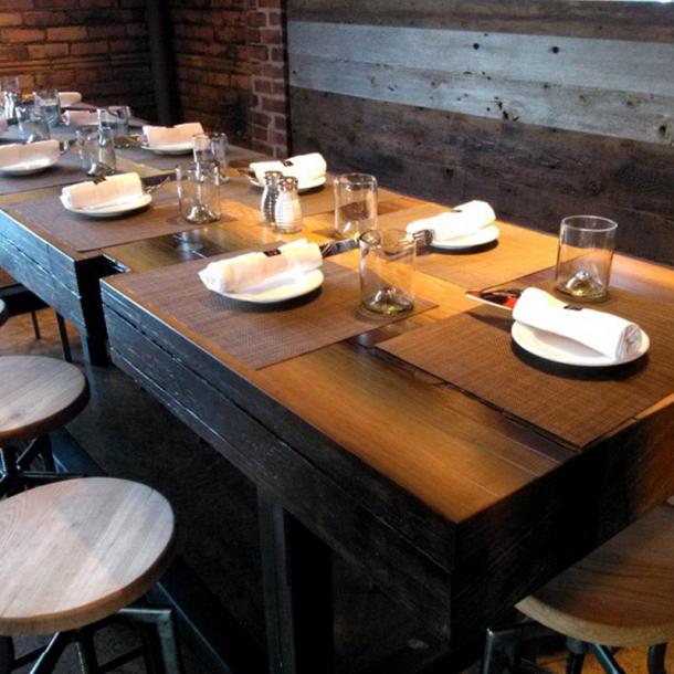 Pioneer Millworks Reclaimed Tables, Counter, and Custom Fixtures