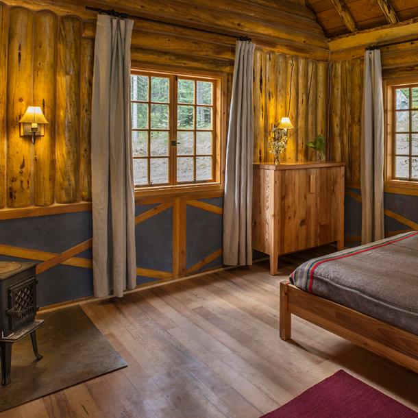 Minam River Lodge in the heart of Oregon's Eagle Cap Wilderness featuring Reclaimed Cherry Vat Stock flooring. Photo by Evan Schneider.