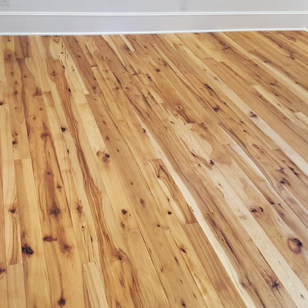 American Gothic Hickory reclaimed wood flooring installed in a North Carolina Home 