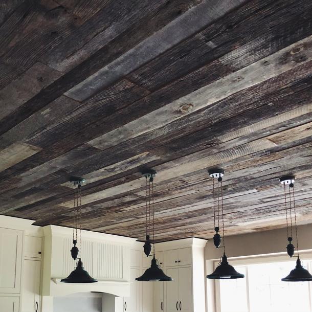 American Prairie Weathered Grey reclaimed wood ceiling