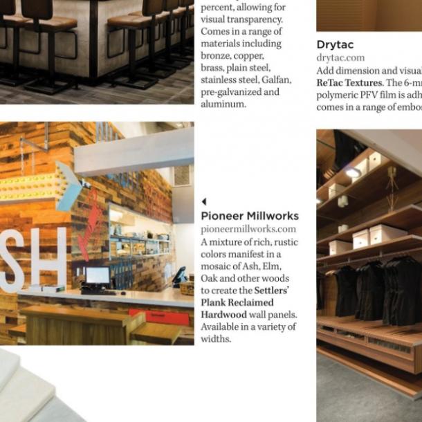 Pioneer Millworks reclaimed mixed hardwoods wall paneling as seen in VMSD Look Book 2018