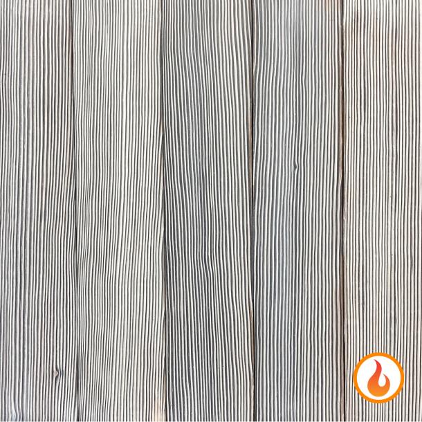 Shou Sugi Ban Douglas Fir White by Pioneer Millworks. Charred wood siding and paneling that is burned, brushed twice, and coated with an exterior oil