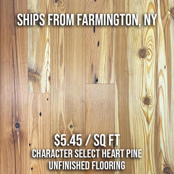 Character Select Heart Pine Unfinished Flooring