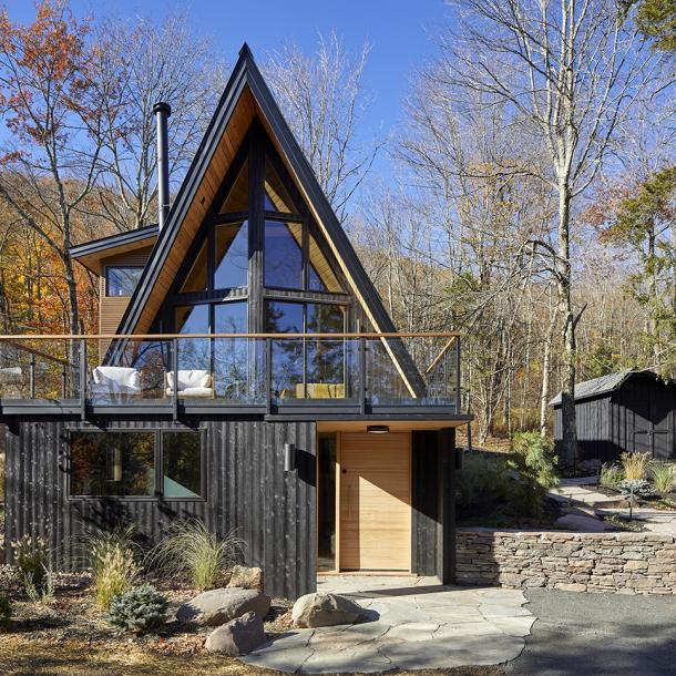 Private Residence featuring Pioneer Millworks Shou Sugi Ban Larch Carbon Exterior Siding. Photo: David Engelhardt