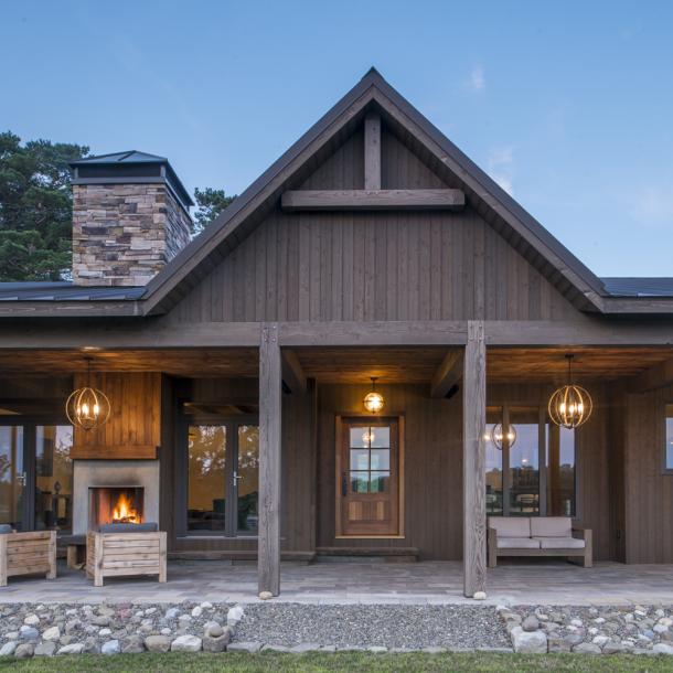Pioneer Millworks Larch Fossil Siding and Reclaimed Rugged Teak Flooring. Photos by Scott Hemenway
