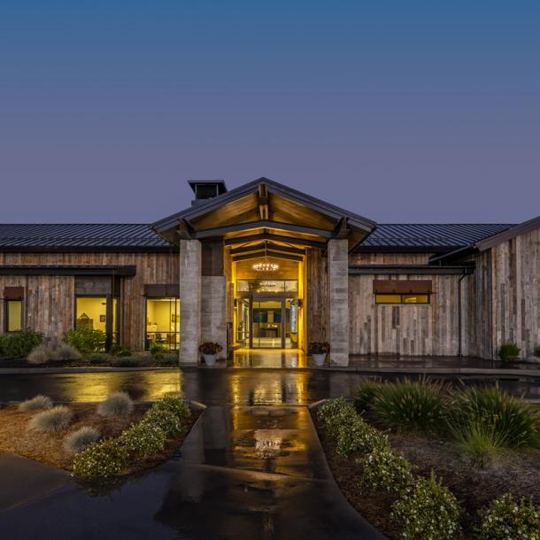 Pioneer Milworks Corral Board Reclaimed Siding on CDA National Reserve Clubhouse -- Photo: Joel Riner
