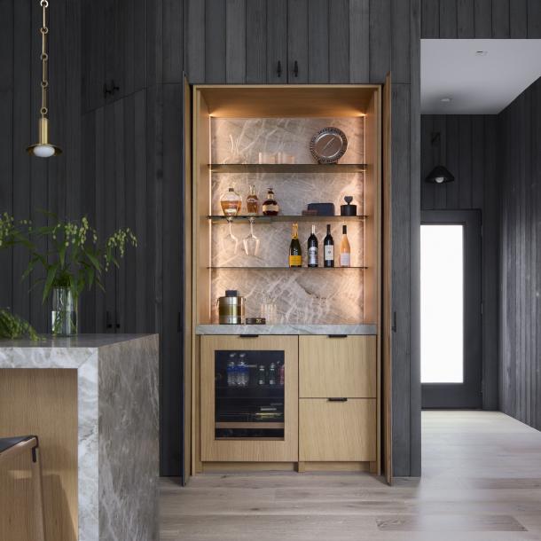Pioneer Millworks Douglas fir Charcoal and Douglas Fir Scandi wood paneling and T&G. © Kendall McCaugherty