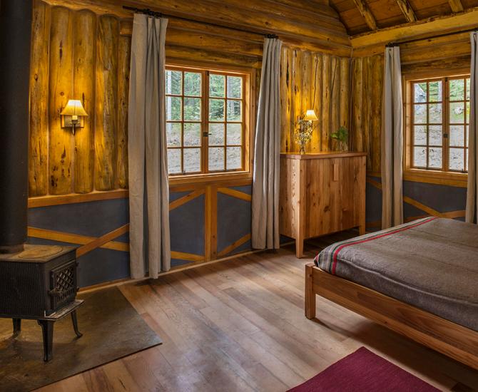 Minam River Lodge in the heart of Oregon's Eagle Cap Wilderness featuring Reclaimed Cherry Vat Stock flooring. Photo by Evan Schneider.