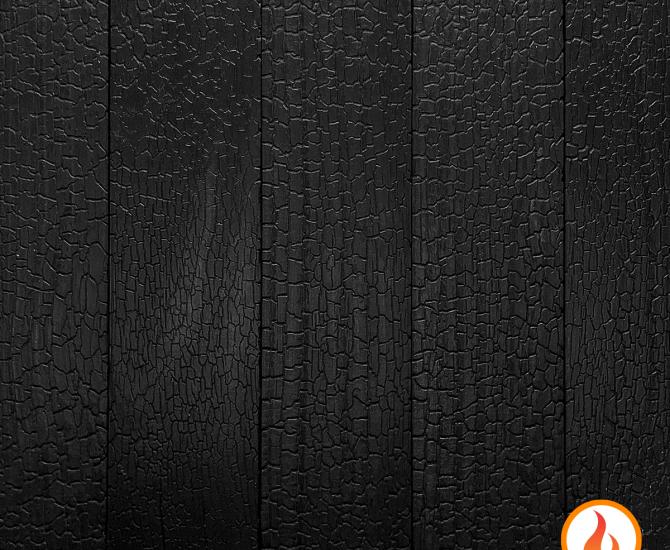 Shou Sugi Ban ACCOYA Deep Char by Pioneer Millworks. Black wood siding and paneling that is burned and coated with non-toxic, water-based polyurethane
