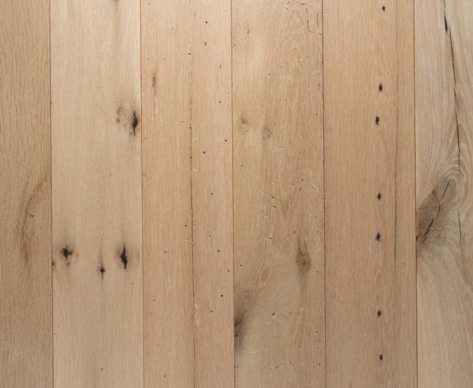 Naked: Pioneer Millworks Reclaimed White Oak, American Gothic in a Naked finish. Also available in a GreenGUARD Gold Certified commercial grade finish.