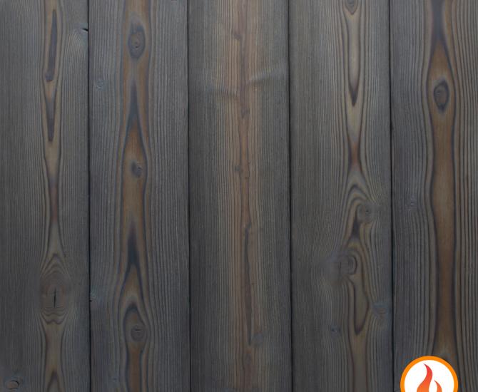 Shou Sugi Ban Larch Charcoal by Pioneer Millworks. Charred wood siding and paneling that is burned, brushed twice, and coated with an exterior oil 
