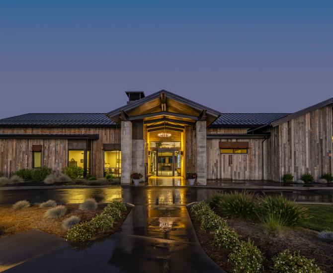 Pioneer Milworks Corral Board Reclaimed Siding on CDA National Reserve Clubhouse -- Photo: Joel Riner
