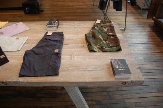 Hemlock reclaimed from a life as thresher boards in an old barn now display men's clothing. 
