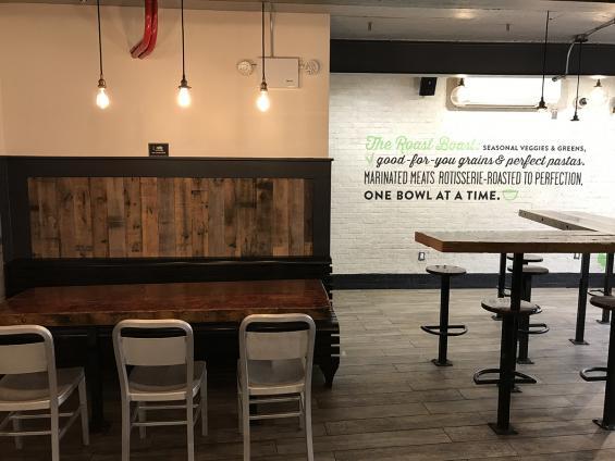 Roast Kitchen paneling of Mixed Oak Railyard Patina in NYC.
