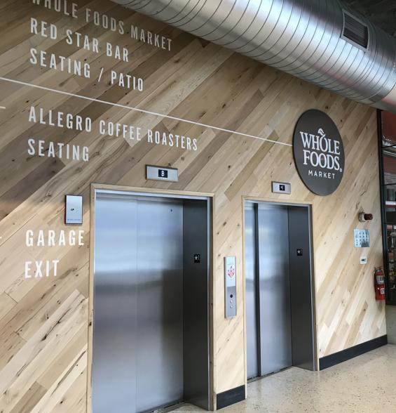 American Gothic Mixed Hardwoods reclaimed wall paneling at Allegro Coffee Roasters in Chicago, IL.