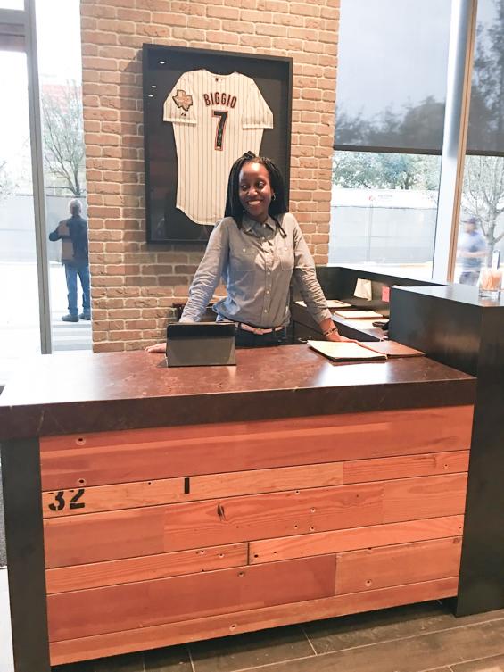 Reclaimed Bleacher Board Hostest Stand