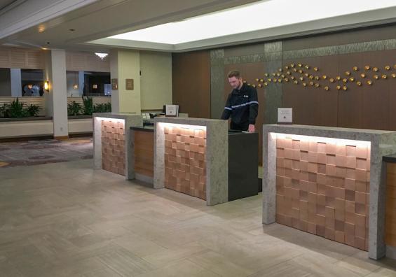 Pioneer Millworks Reclaimed Douglas Fir End Block Recption Desk