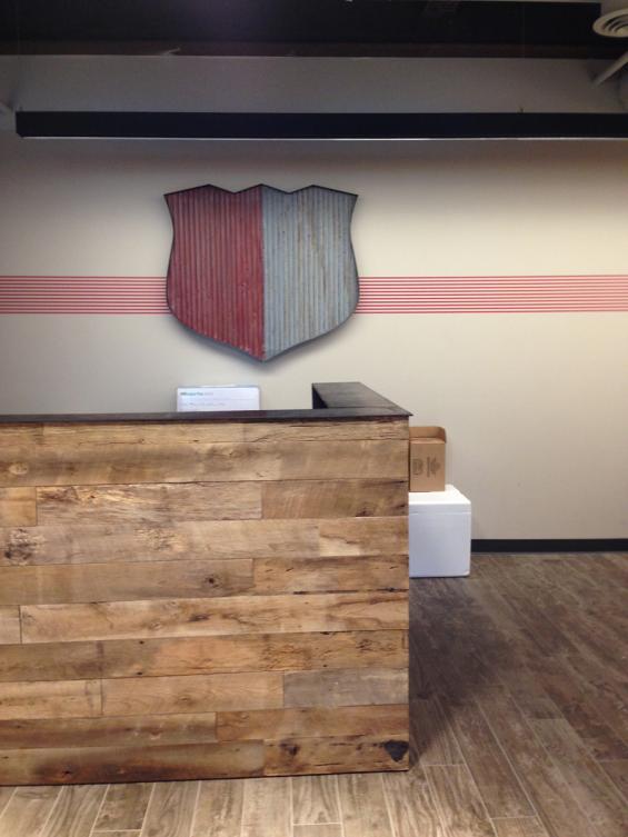 Pioneer Millworks Reclaimed Barnwood American Prairie Brown Board Reception Desk