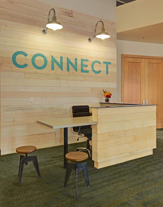 Pioneer Millworks Reclaimed Knotty N Naily Pine Reception Desk