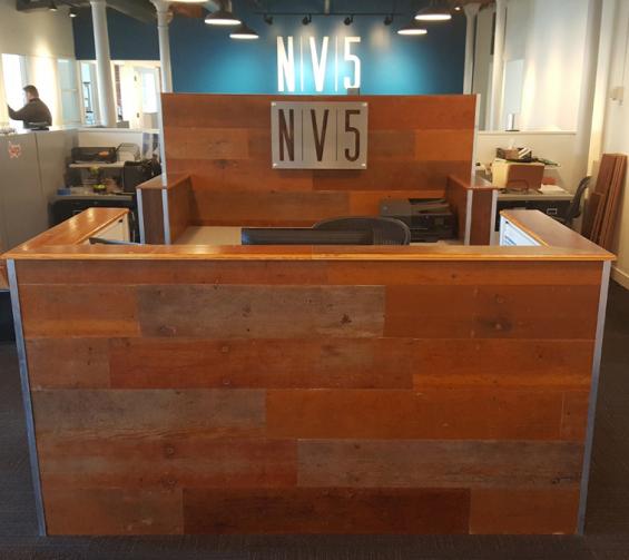 Pioneer Millworks Reclaimed Bleacher Board Recption Desk