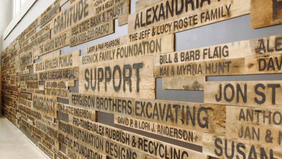Pioneer Millworks Reclaimed Wood with Lasered Wording Art Wall