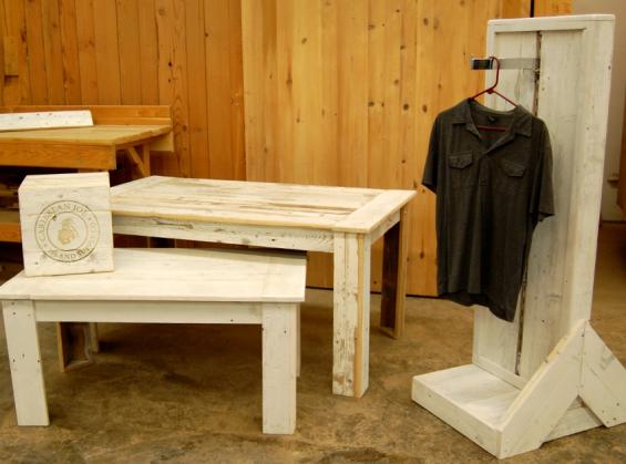 Reclaimed Wood for Retail Fixture Boxes, Table, and Clothing Rack
