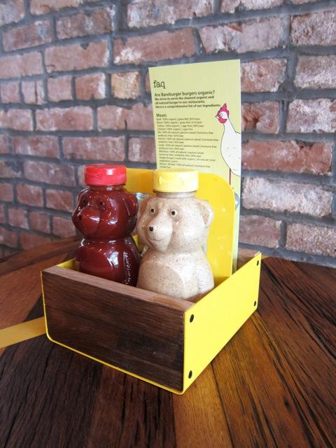 Reclaimed Wood for condiment holders in a restaurant