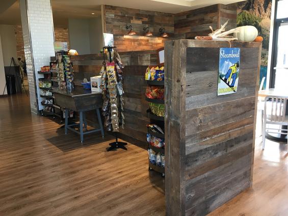 Pioneer Millworks reclaimed wood--Taphouse--American Prairie--Paneling in Higher Education Dining