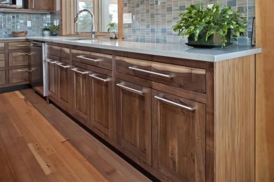 American Gothic Walnut reclaimed wood kitchen cabinets. Photo by Loren Nelson. 