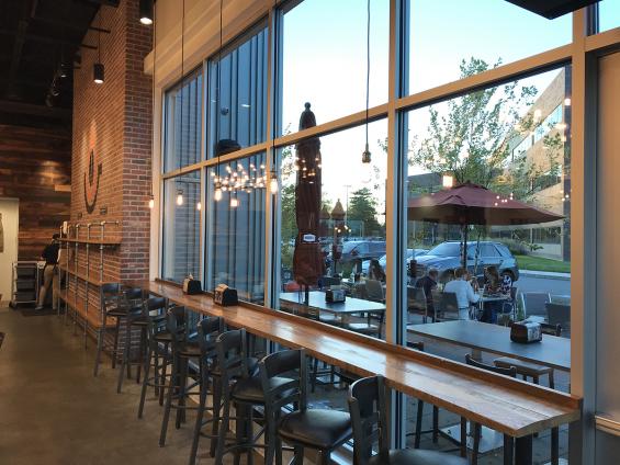 Reclaimed mixed hardwoods bar table.