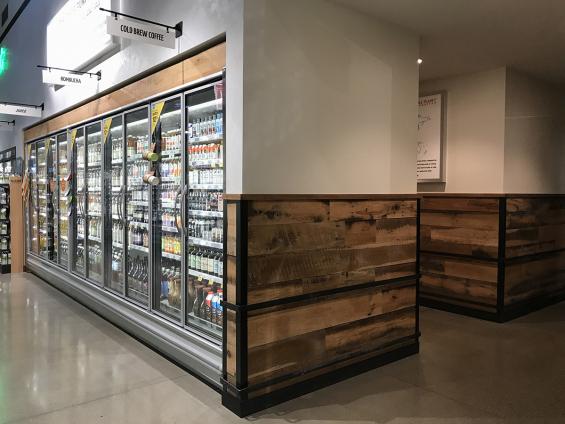 Pioneer Millworks Settlers Plank mixed oak reclaimed wood wall paneling. 