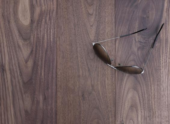 Pioneer Millworks Modern Farmhouse floor and paneling, Clean Walnut