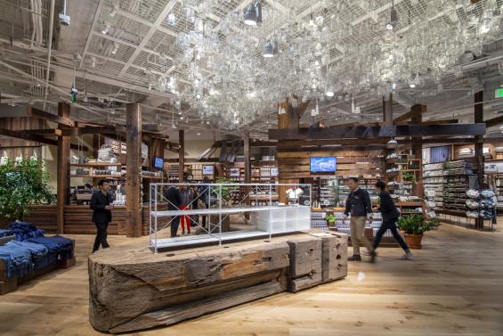 Pioneer Millworks as found Douglas fir timbers and American Prairie Brown Board reclaimed wood wall paneling