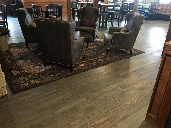 Pioneer Millworks Black & Tan, Tan with a custom charcoal finish in the grill at the Craftsman Inn and Suites, Syracuse, NY