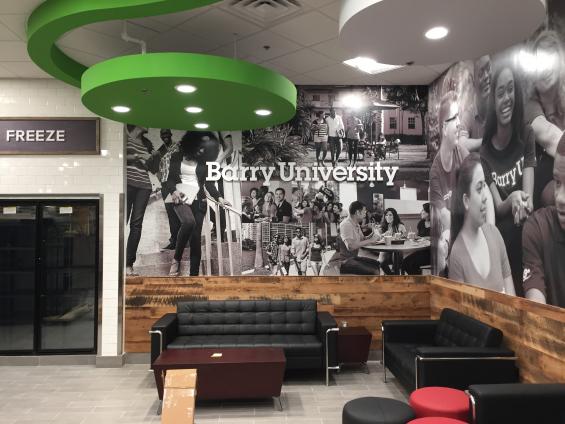 Pioneer Millworks reclaimed Grandma's Attic paneling at Union Market, Barry University Florida