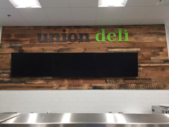 Pioneer Millworks reclaimed Grandma's Attic paneling at Union Market, Barry University Florida