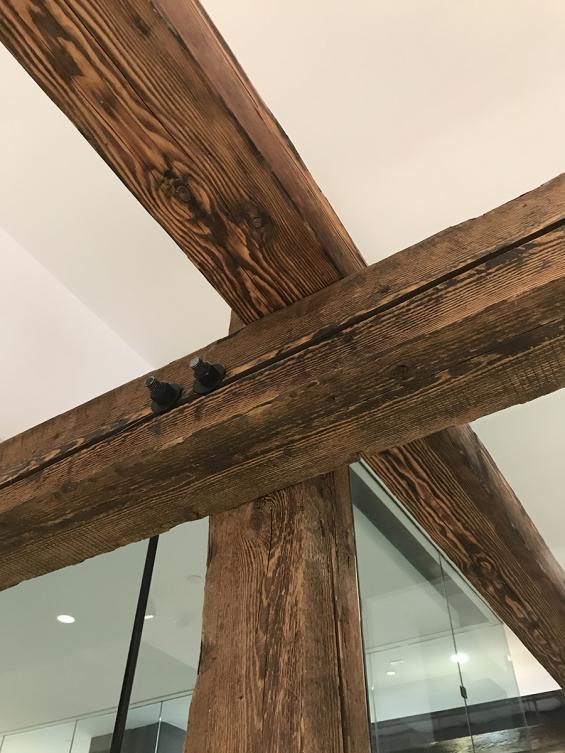 Pioneer Millworks Reclaimed Timbers in Muji, Hudson Yards NYC